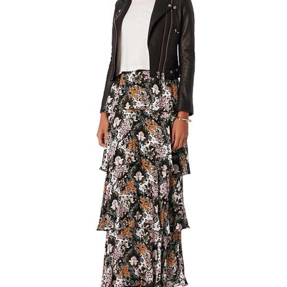 A.L.C. Paisley Tiered Maxi Skirt